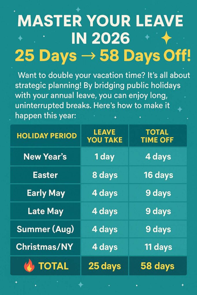 Master Your Leave in 2024: 25 Days → 58 Days Off!